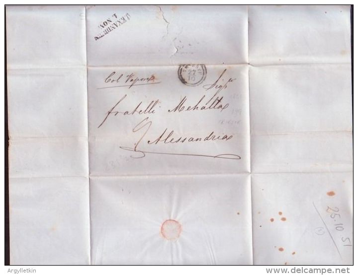 TRIESTE 1851 LETTER TO ALESSANDRIA, ITALY - Other & Unclassified