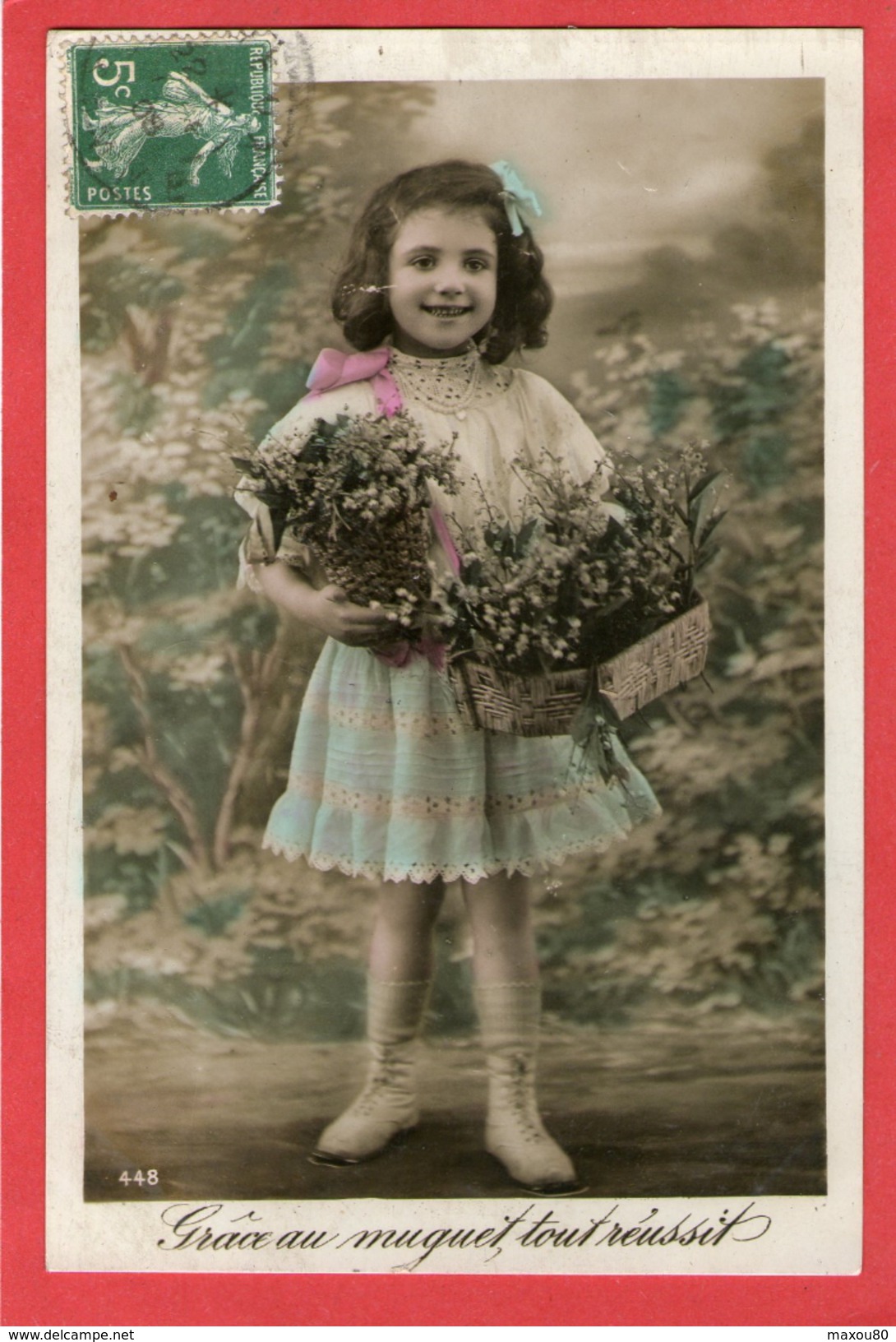 Magnifique Petite FILLE - Panier De Muguet  - 1908 - - Portraits