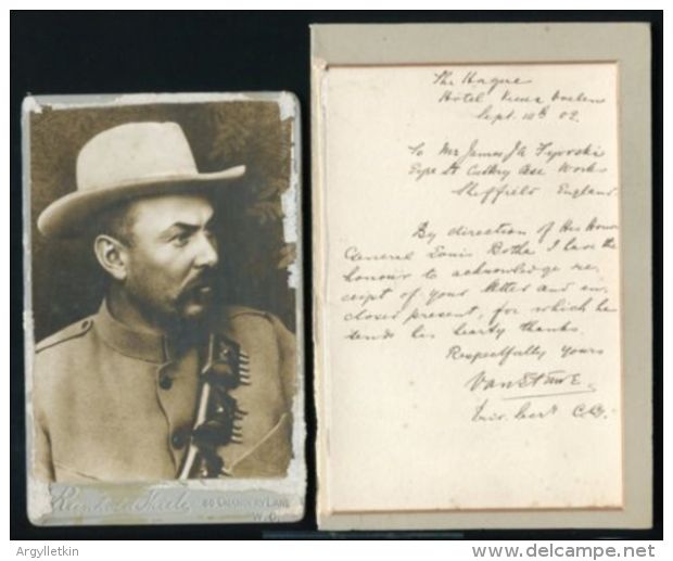 BOER WAR LOUIS BOTHA PHOTO LETTER 1902 - Beroemde Personen