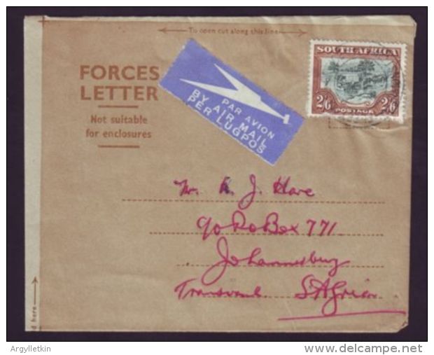 SOUTH AFRICAN FORCES KING GEORGE 6TH FORCES AIRLETTER - Poste Aérienne