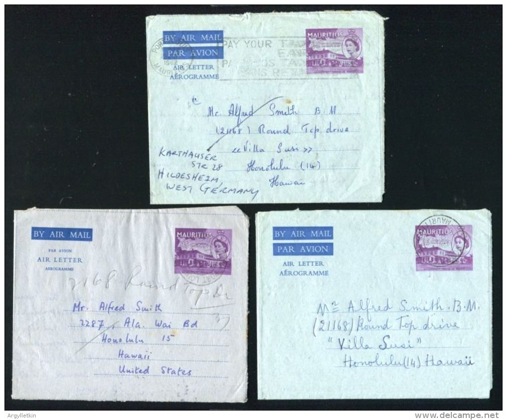 MAURITIUS AIRLETTERS 1957/62 HAWAII - Mauritius (...-1967)