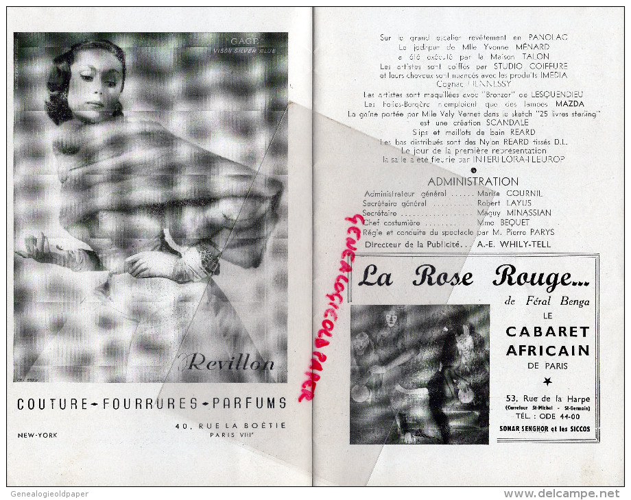 OPERA-OPERETTE- FOLIES BERGERE- PARIS- DERVAL- UNE VRAIE FOLIE -GYARMATHY- A MONTMARTRE CABARET LES NATURISTES- NU-NUDE- - Programmes