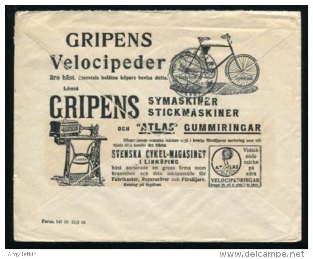 SWEDEN ADVERTISING ENVELOPE CYCLING SEWING MACHINES - Postal Stationery