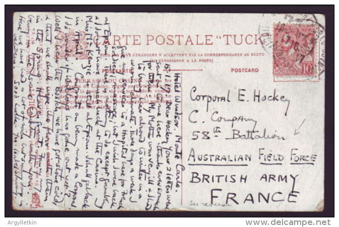 MONACO/AUSTRALIAN FIELD FORCE 1917 POSTCARD - Other & Unclassified