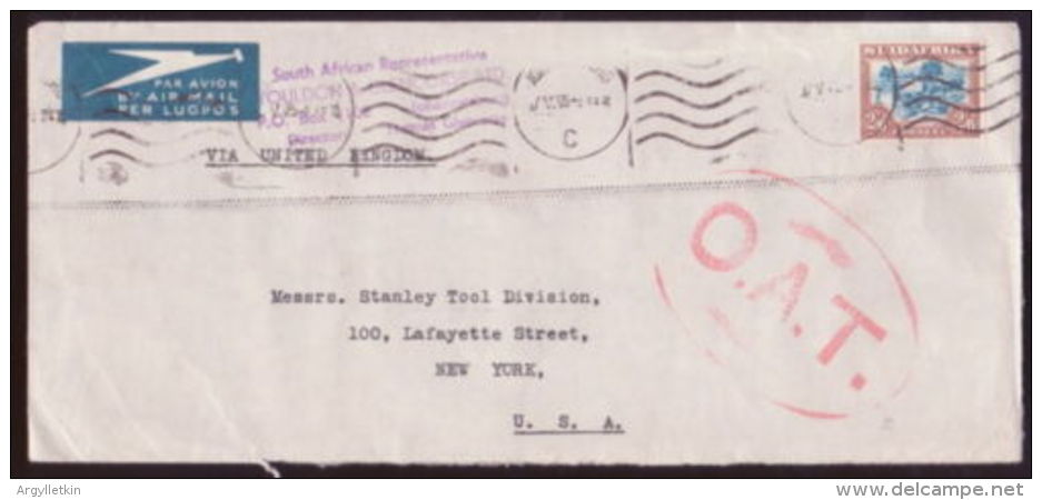 SOUTH AFRICA/USA/ 1945 OAT TYPE V ON COVER - Zonder Classificatie