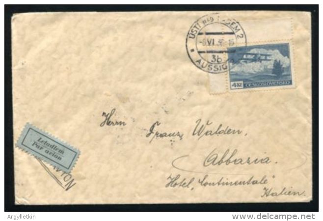 CZECHOSLOVAKIA AIRMAIL ITALIAN OCCUPATION CROATIA FIUME 1936 - Covers & Documents