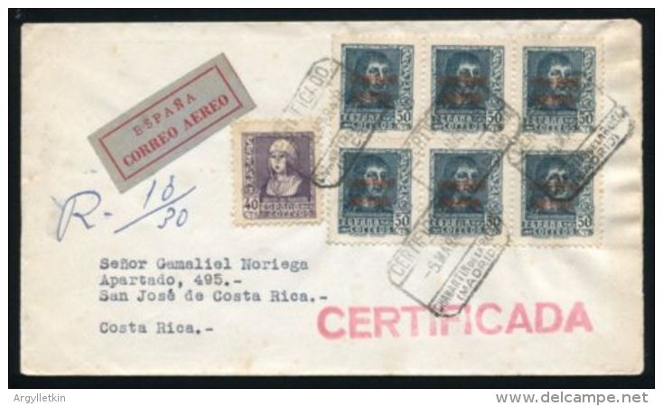 SPAIN 1948 AIRMAIL REGISTERED NEW YORK AMF TOUR - Briefe U. Dokumente