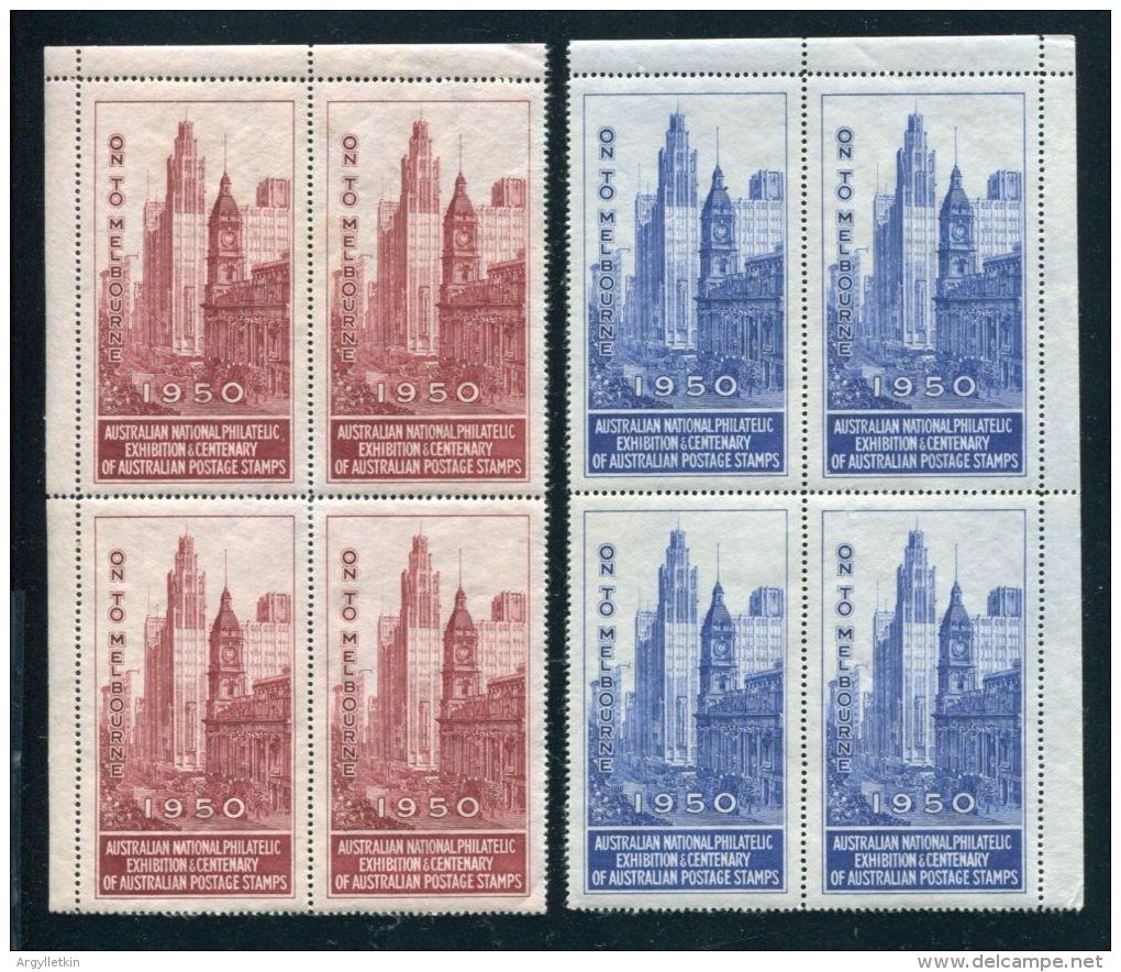 AUSTRALIA MELBOURNE 1950 CENTENARY OF STAMPS - Sheets, Plate Blocks &  Multiples