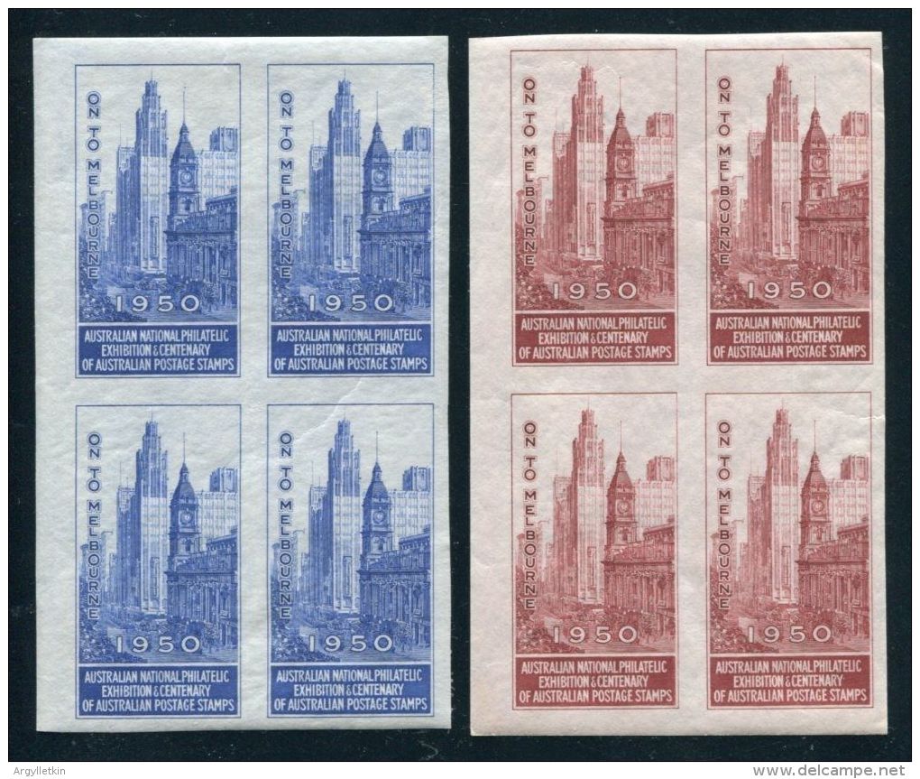 AUSTRALIA MELBOURNE 1950 CENTENARY OF STAMPS - Sheets, Plate Blocks &  Multiples