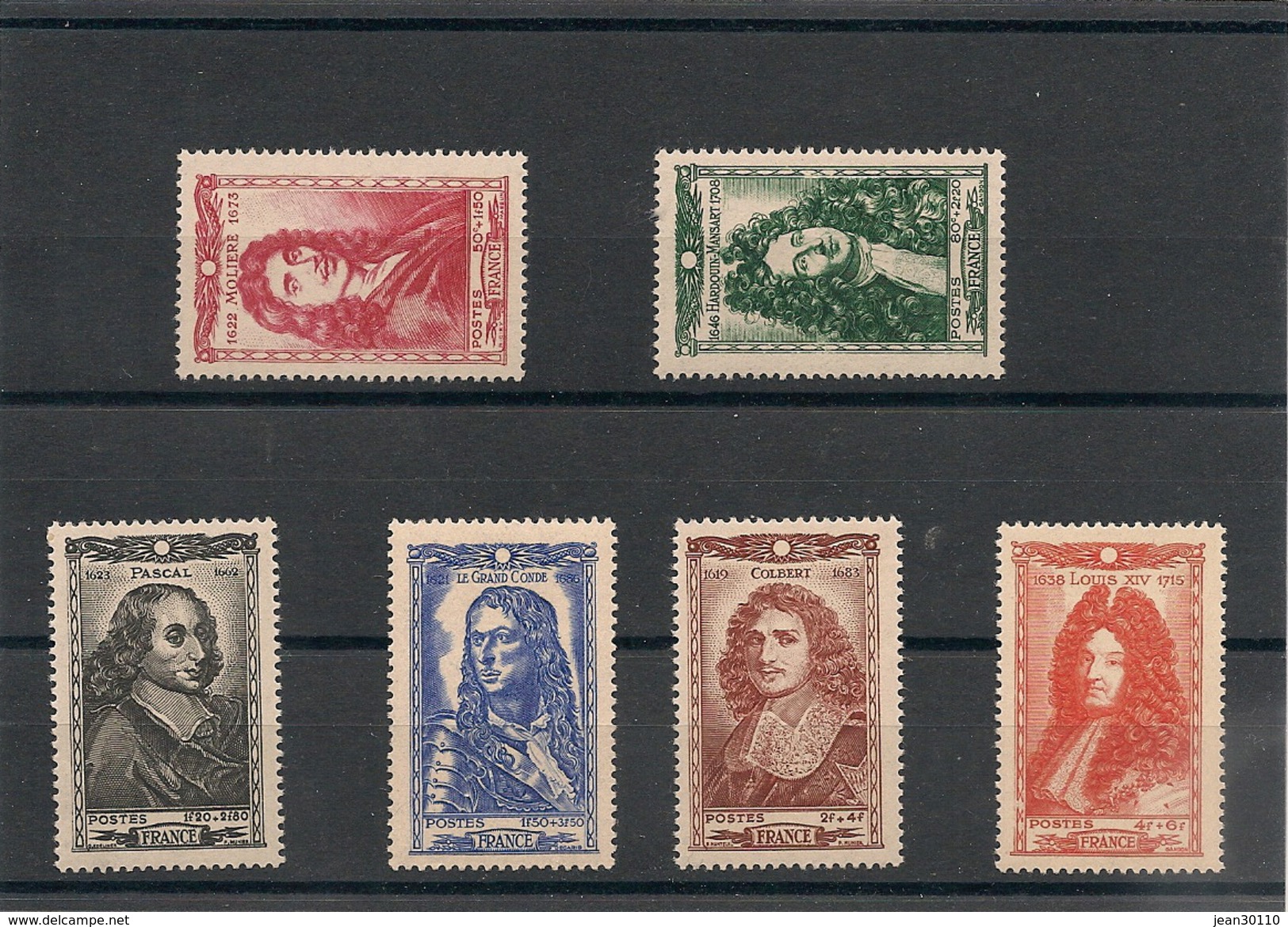 France 1944 N°Y/T: 612/617** Côte:12,00 &euro; Célébrités Du 17 ème Siècle - Unused Stamps