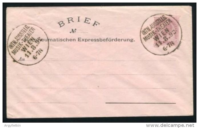 AUSTRIA STATIONERY PNEUMATIC POST MUSIC AND THEATRE POSTMARK - Other & Unclassified
