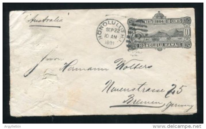 HAWAII GERMANY HAPAG STATIONERY MARITIME SHIPPING S.S. AUSTRALIA 1891 - Hawaii