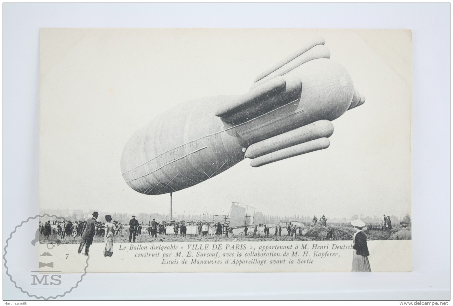 Old Aviation Postcard - M. Henri Deutsch Airship By M.E. Surcouf  - Ville De Paris  - Animated - Dirigibili