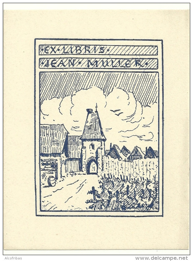 Ex Libris Jean Muller Mutzig ? Tirage Bleu - Bookplates