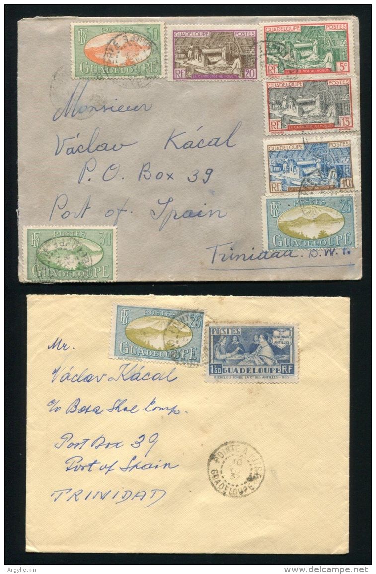 GUADELOUPE TO TRINIDAD 1937 AND 1938 COVERS - Covers & Documents