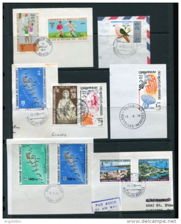 FRENCH NOUVELLES HEBRIDES FINE USED STAMPS POSTMARKS ON PIECE - Used Stamps