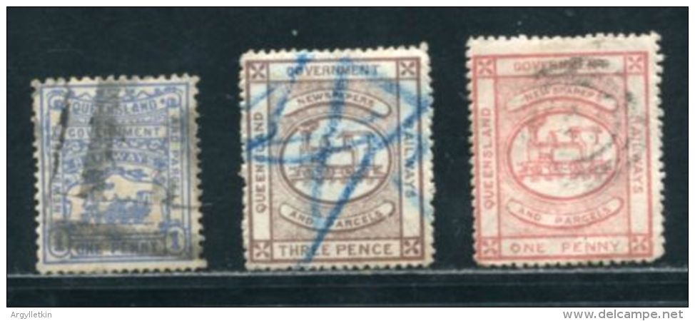 AUSTRALIA QUEENSLAND RAILWAY STAMPS NEWSPAPER AND PARCEL POST - Used Stamps