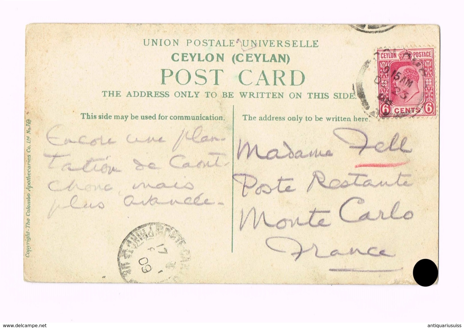 A Young Rubber Estate 1909 - Ceylon (Ceylan) - Timbre/stamp - Sri Lanka (Ceylon)