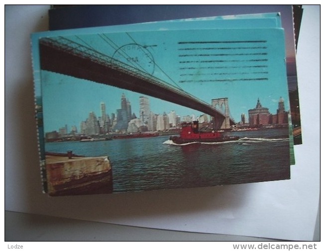 America USA NY New York Brooklyn Bridge And Boat - Brooklyn