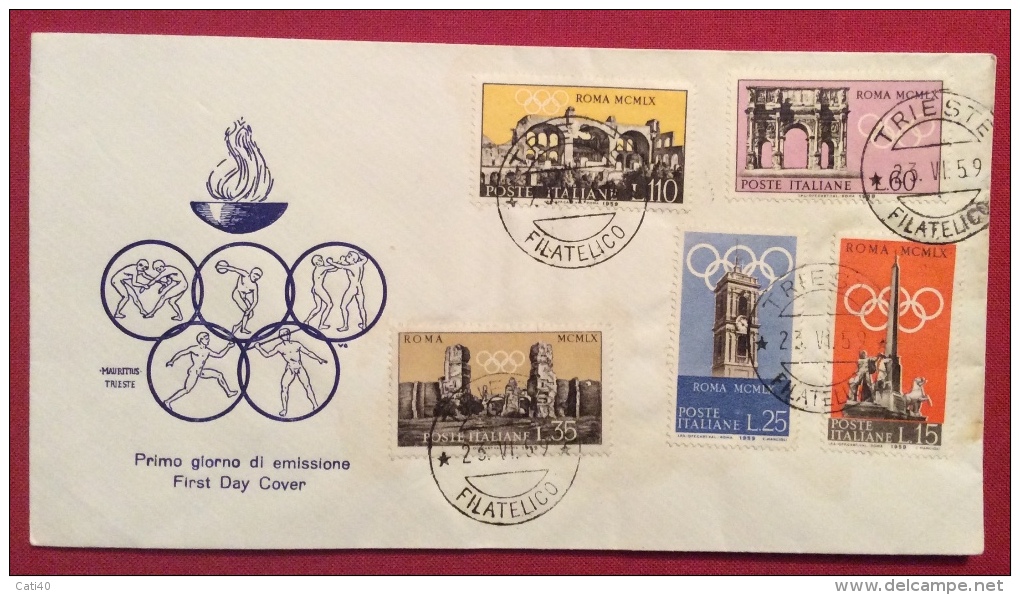 OLIMPIADI DI ROMA 1960 SERIE COMPLETA PREOLIMPICA SU FDC - Jeux Olympiques