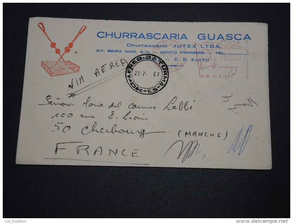 BRÉSIL - Enveloppe Par Avion Pour La France En 1957 , Affranchissement Mécanique - A Voir - L 4741 - Storia Postale