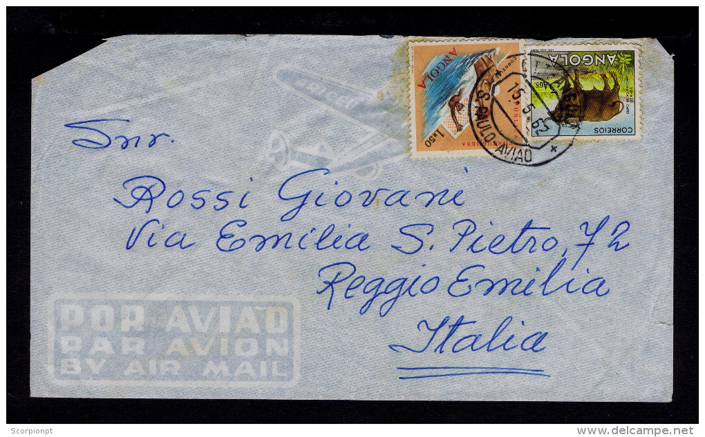 S.PAULO-AVIAO Angola Cover 1962 Water Sports Water-polo Bufalo Faune Animals Portugal Reggio Emilia Italy Sp4293 - Water-Polo