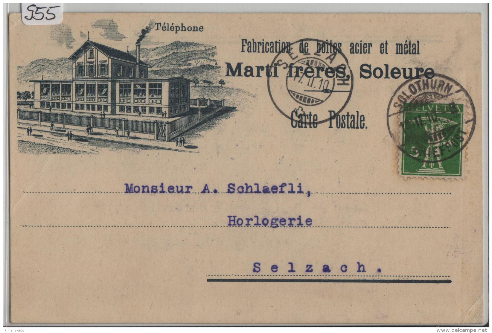 1910 Tellknabe 119/113I Stempel: Solothurn Nach Selzach - Marti Freres Fabrication De Boites Acier Et Metal - Selzach