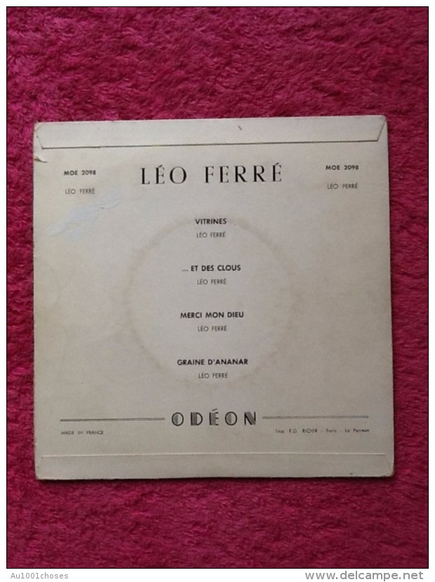 Vinyle 45 Tours Léo Ferré Vitrines 1961 - Otros & Sin Clasificación