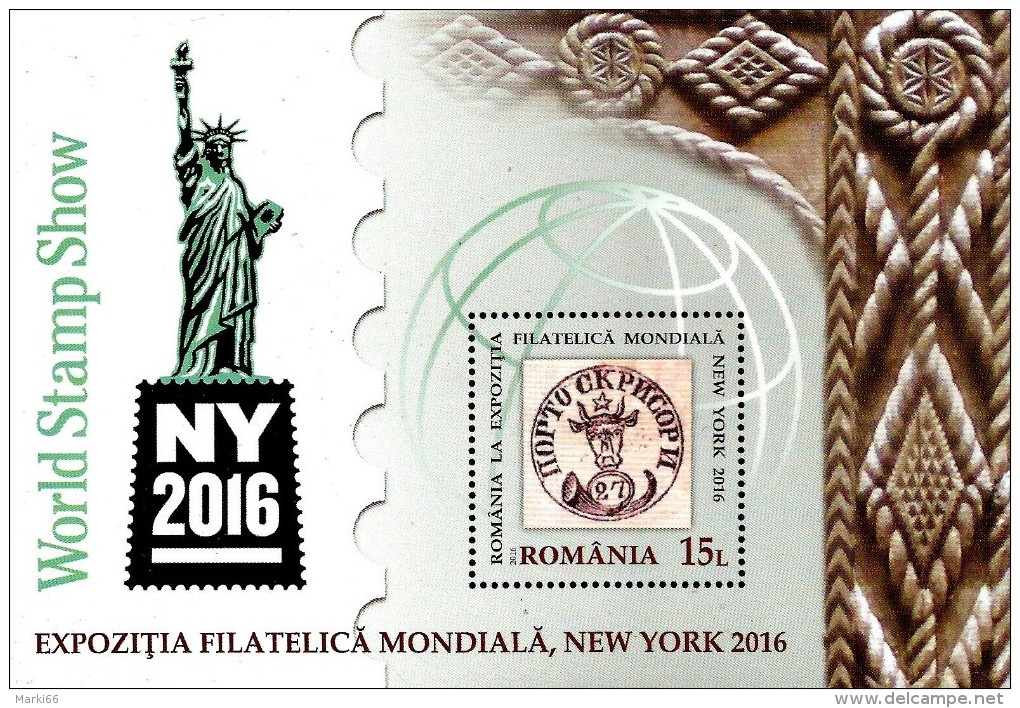 Romania - 2016 - World Stamp Show In New York - Mint Souvenir Sheet - Unused Stamps