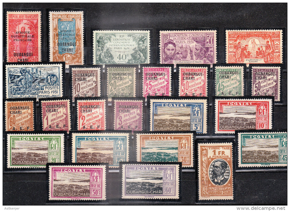 OUBANGUI-CHARI-TCHAD - Lot De 77 Timbres Poste Et Taxes (Voir Liste Détaillé En Descriptif) - Unused Stamps