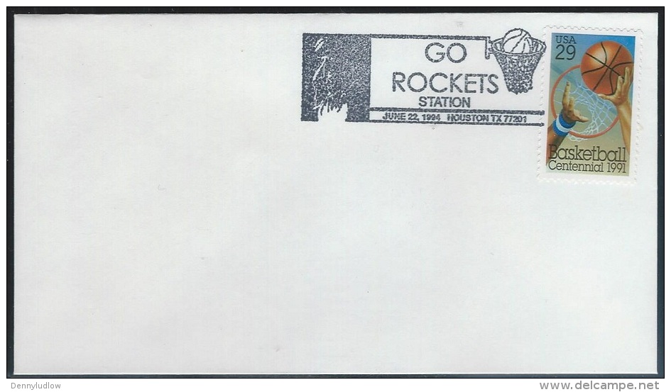 US  1991   Sc#2560  Go Rockets Cancel On Basketball Cover - Baloncesto