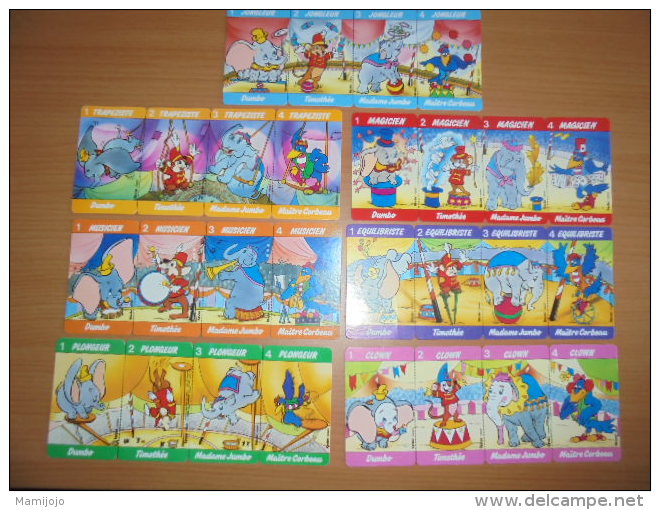 Série De Cartes "jeu De Sept Familles" ( Avec 4 Cartes Non Decoupées - éléphant Dumbo - Disney) Editées Par " Kinder " - Other & Unclassified