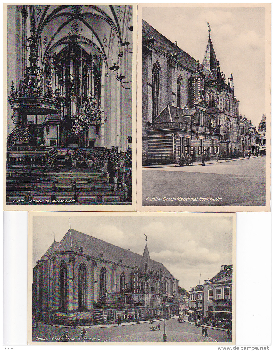 Bd - Lot De 3 Cpa Hollande - Zwolle -St. Michaëlskerk / Groote Markt - Zwolle