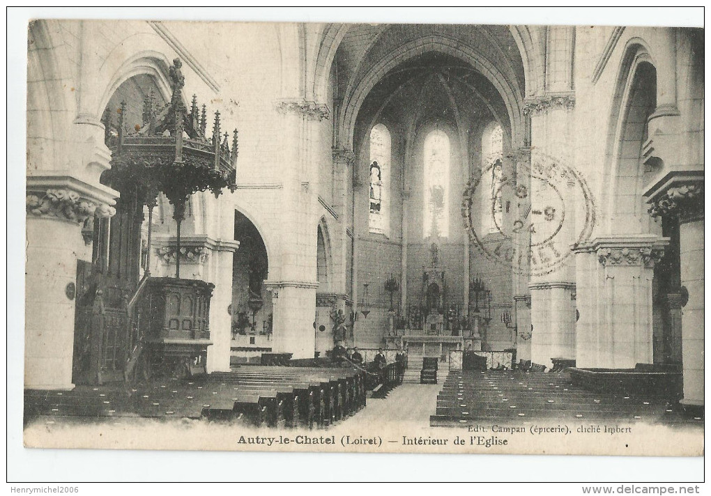 Loiret 45 - Autry Le Chatel Intérieur De L'église 1924 - Other & Unclassified