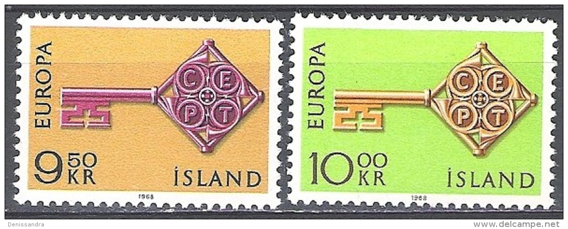 Island 1968 Michel 417 - 418 Neuf ** Cote (2013) 4.05 Euro Europa CEPT Clé - Neufs