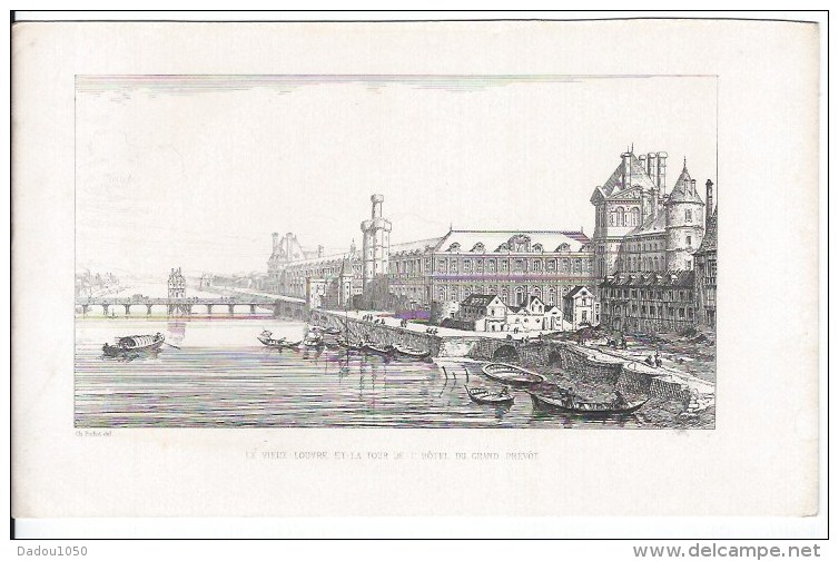 Le Vieux Louvre Et La Tour De L'hotel Du Grand Prevot - Lithographies