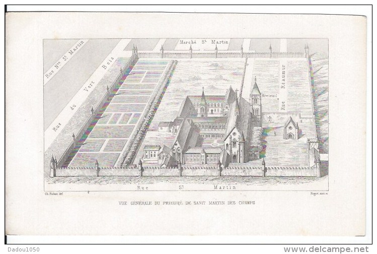 Vue Générale Du Prieuré De Saint Martin Des Champs - Lithographies