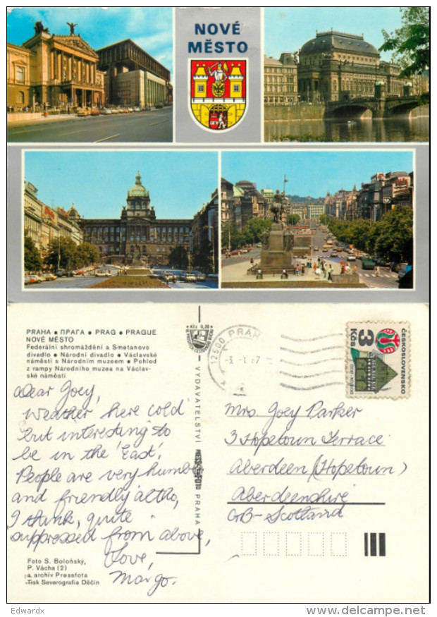 Nove Mesto, Prague Praha, Czech Republic Postcard Posted 1987 Stamp - Czech Republic