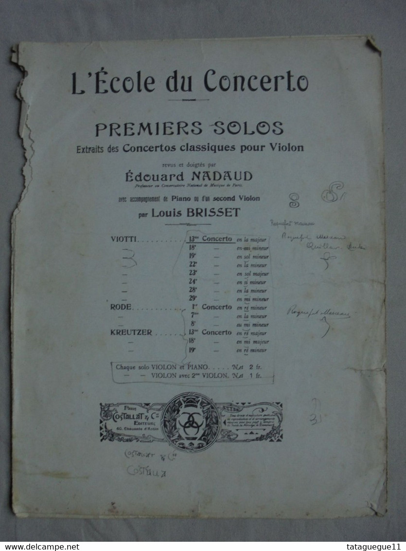 Ancien - Partition VIOTTI 13ème Concerto Premier Solo Pour Violon Par E. NADAUD - Instruments à Cordes