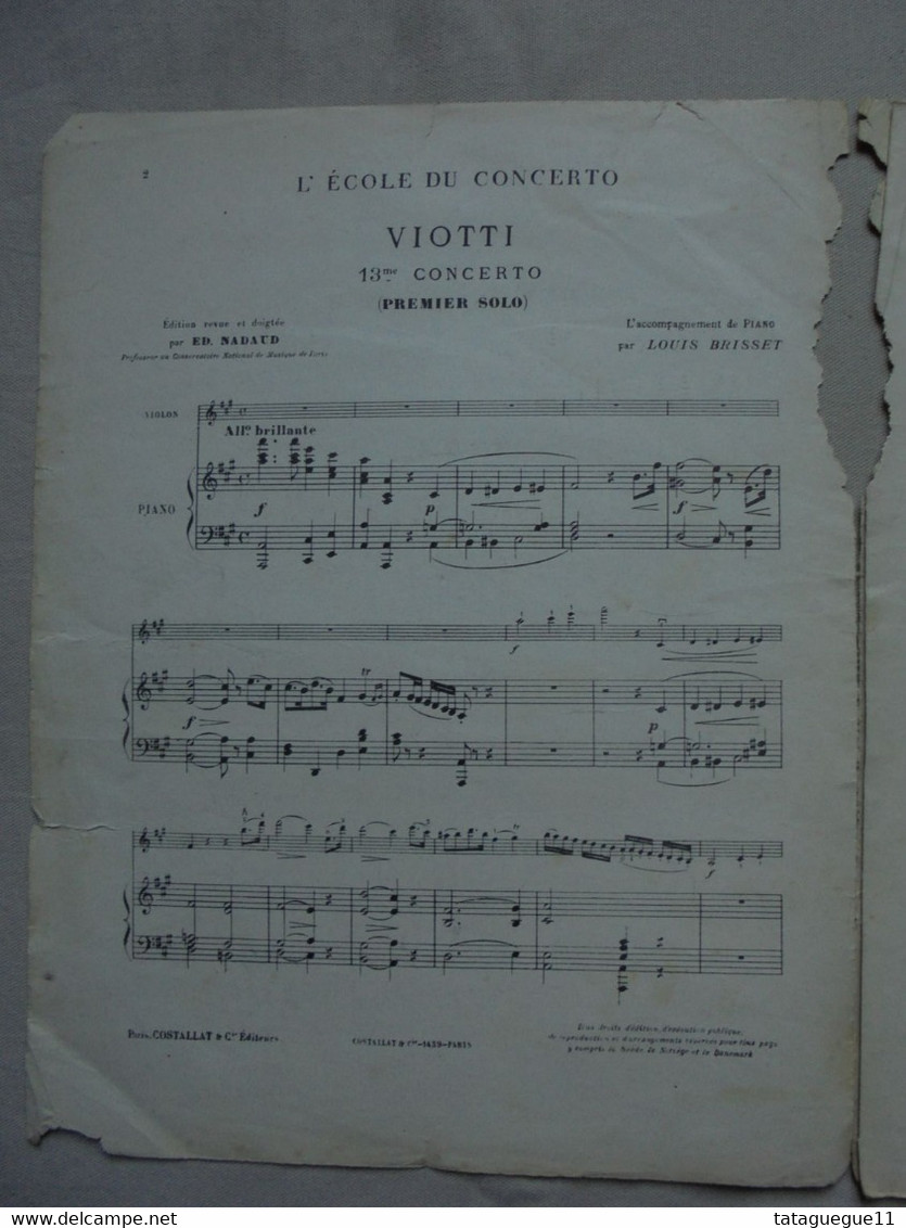 Ancien - Partition VIOTTI 13ème Concerto Premier Solo Pour Violon Par E. NADAUD - Bowed Instruments