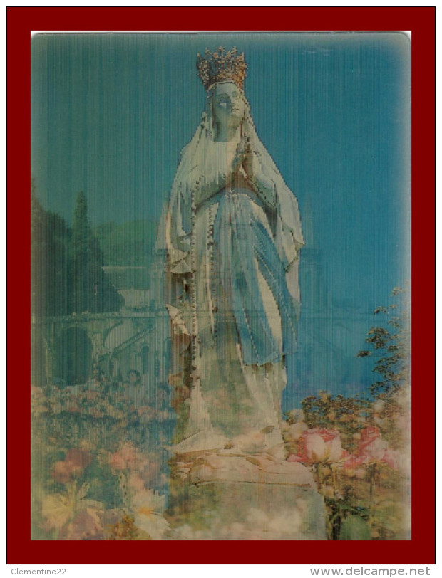 Thème Religion * Carte Effet 3d *(scan Recto Et Verso ) Ref :  R 79 Lourdes  édition Doucet - Vergine Maria E Madonne