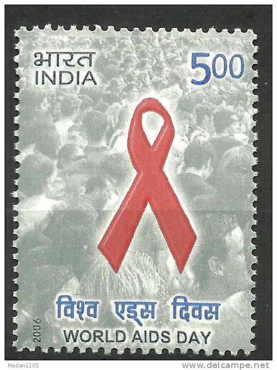 INDIA, 2006, World Aids Day,  Red Ribbon, Health, Disease, MNH, (**) - Unused Stamps