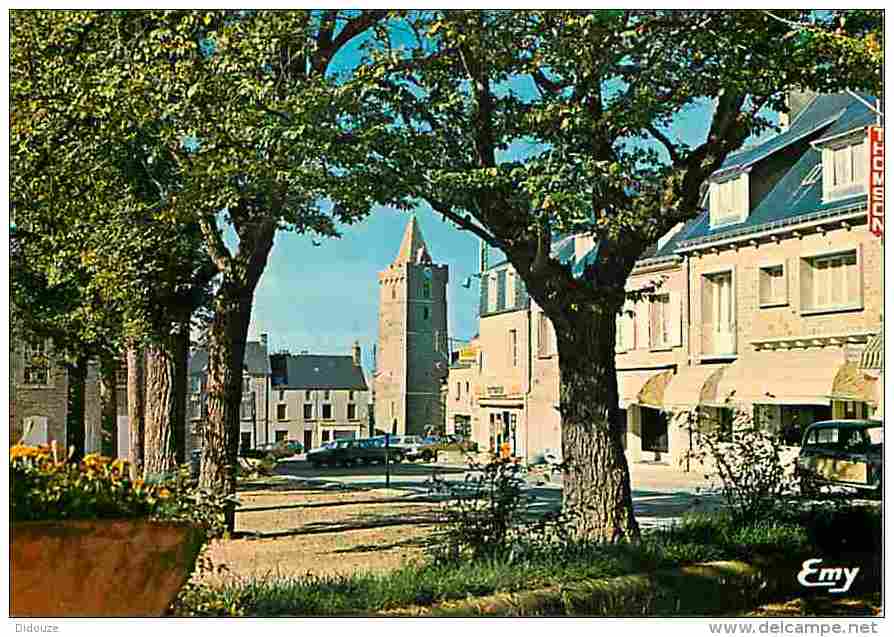 50 - Portbail - La Place Aux Arbres Et La Vieille Tour De L'église Notre-Dame - Automobiles - Carte Neuve - Voir Scans R - Other & Unclassified