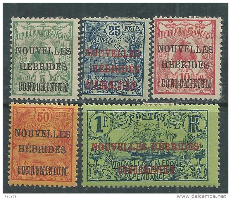 Nlles Hébrides N° 15 / 19  X  : La Série Des 5 Valeurs, Trace De Charnière Sinon TB - Unused Stamps