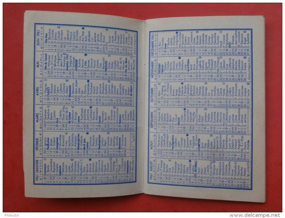 55 BELLEVILLE   1961  petit Carnet calendrier ORPHELINAT DES CHEMINS DE FER FRANCAIS SNCF Edmond FLAMAND