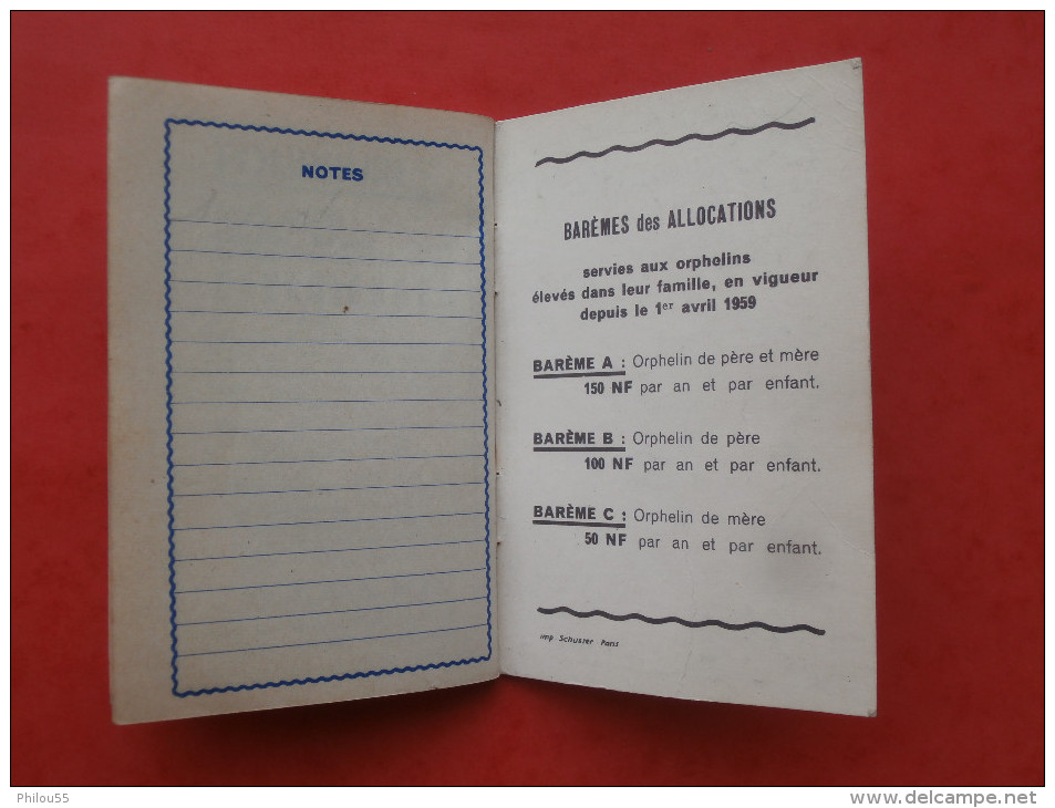 55 BELLEVILLE   1961  petit Carnet calendrier ORPHELINAT DES CHEMINS DE FER FRANCAIS SNCF Edmond FLAMAND