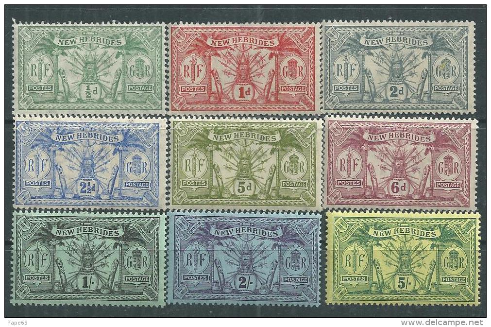 Nlles Hébrides N° 49 / 57  X  : La Série Des 9 Valeurs, Légende Anglaise, Trace De Charnière Sinon TB - Unused Stamps