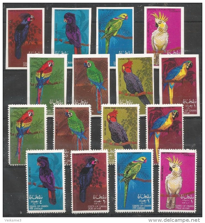 STATE OF OMAN - MNH - Animals - Birds - Parrots - Perf. + Imperf. - Papageien