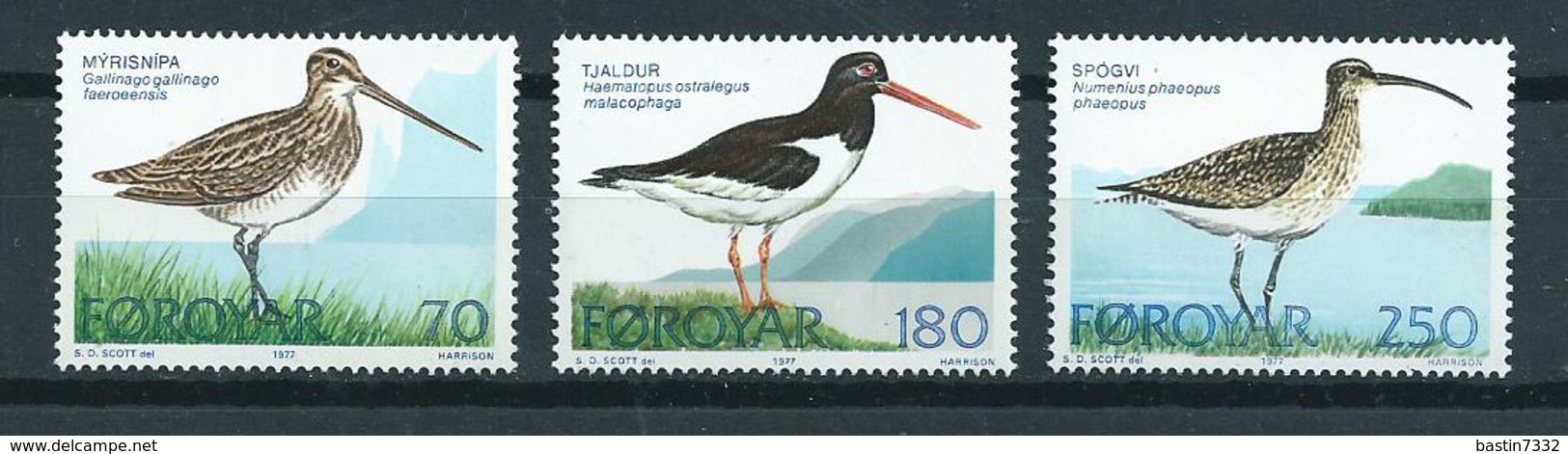 1977 Faroër Island Complete Set Birds,oiseaux,vögel MNH,postfris,neuf Sans Charniere - Féroé (Iles)