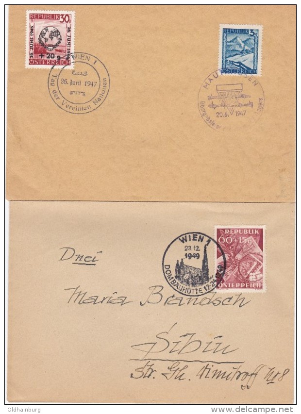4104w: Zwei Sonderstempelbelege 1947 Und 1949 - Briefe U. Dokumente
